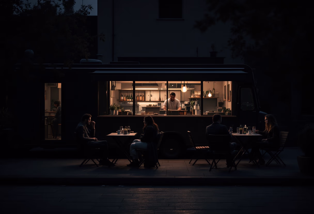 image of outdoor dining experience (for a food truck)